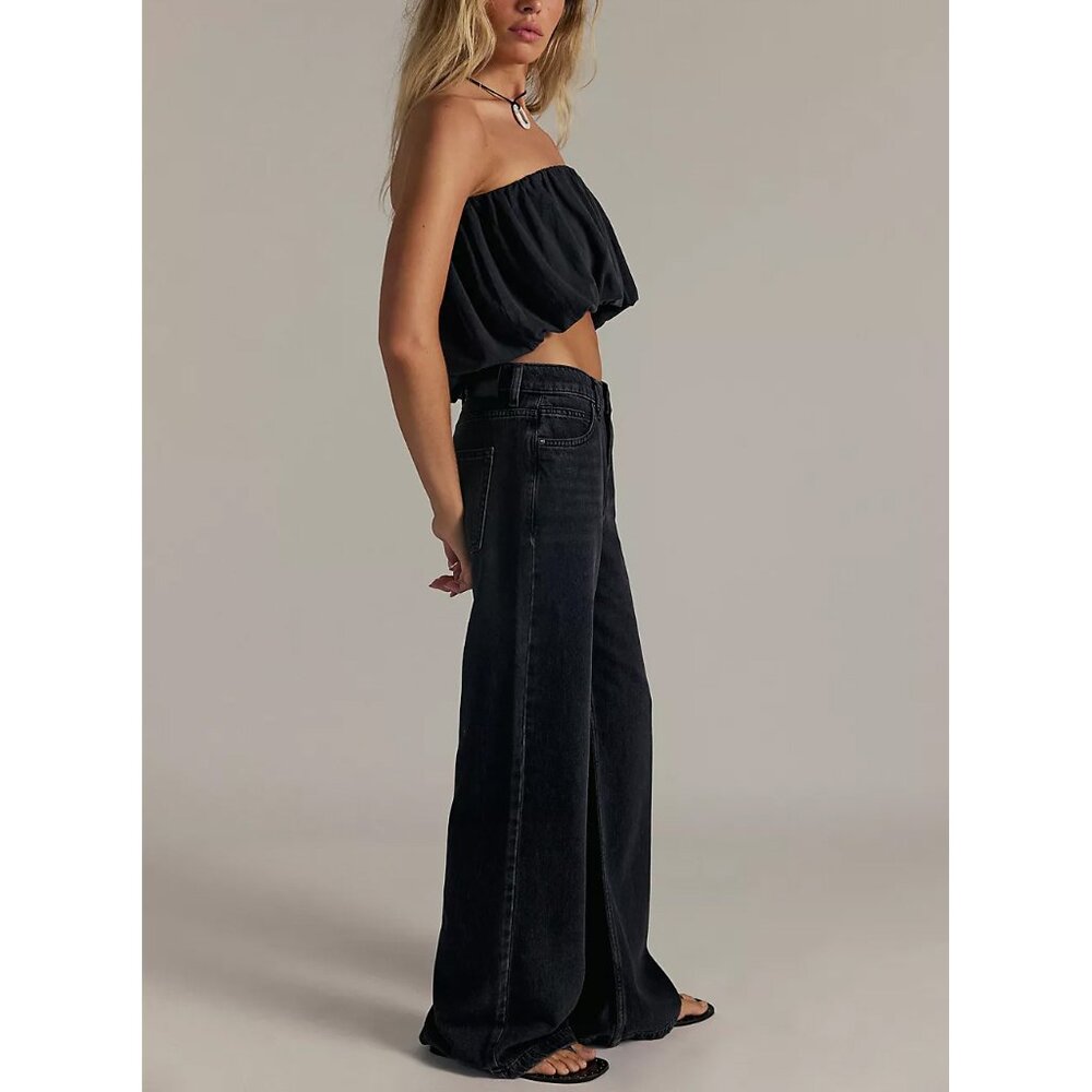 FREE PEOPLE We The Free Stride Straight 'n Wide Jeans / Miles To Go - Picture 7 of 10